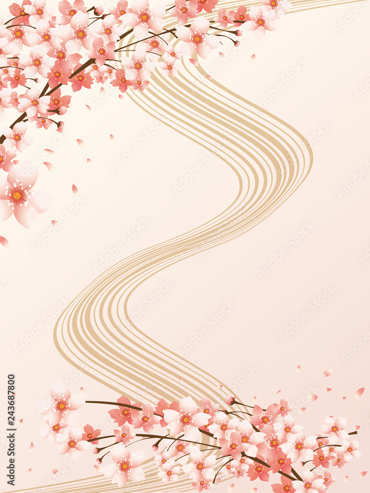 桜のシンプルな和柄背景素材 Stock Vector Adobe Stock