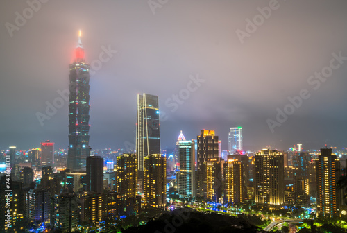 Taipei skyline at night. Taiwan, the Republic of China