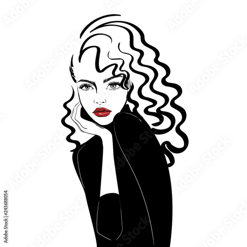 portrait of woman with long curly hair
