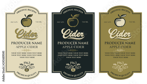 collection of labels for various cider types