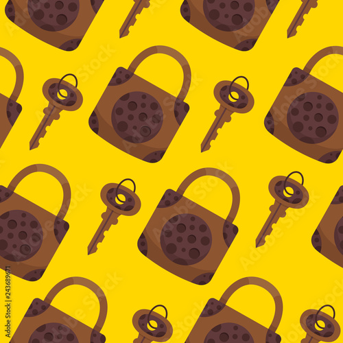 Seamless pattern with key vector. locks and keys background.