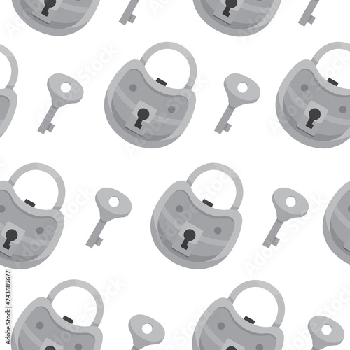 Seamless pattern with key vector. locks and keys background.