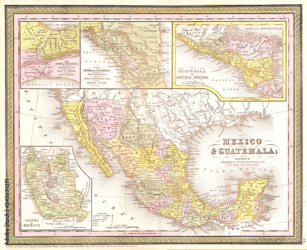 1850, Mitchell Map of Mexico and Texas