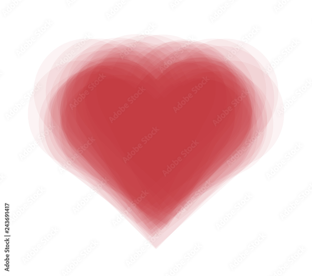 Vector illustration of vibrating red heart the symbol of love. Valentine's greeting card