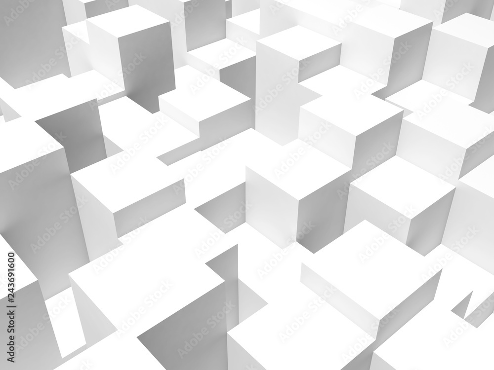 Abstract white digital background, 3 d cubes Abstract white digital background, 3 d cubes