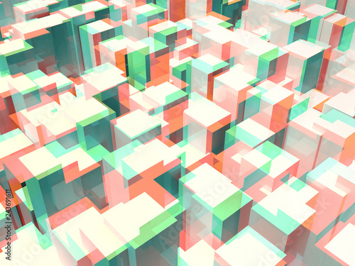 Abstract digital geometric pattern, colorful 3d