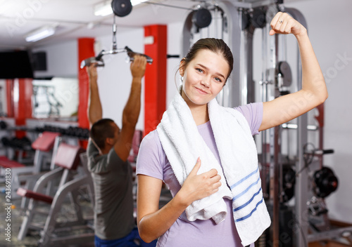 Woman posing at gym