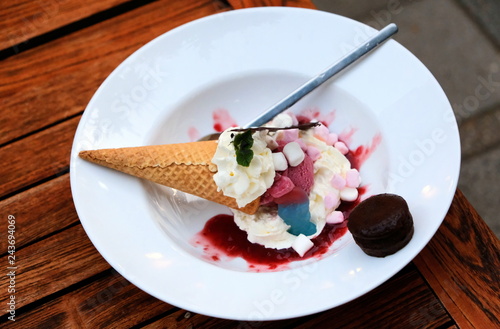 ice cream desert on plate
