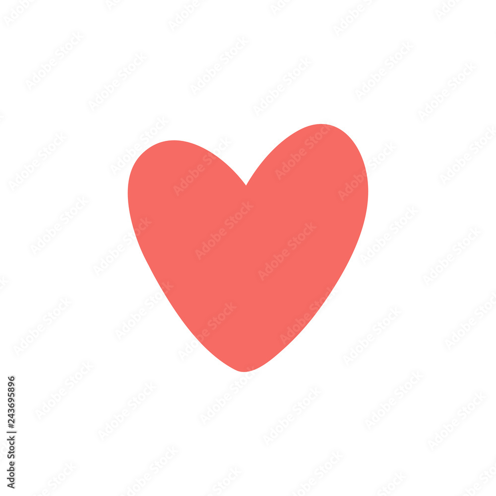 Hand-drawn red coral heart shape. Vector isolated on white background.