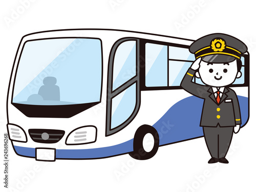 男性運転士とバス
