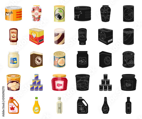 Isolated object of can and food icon. Collection of can and package vector icon for stock.