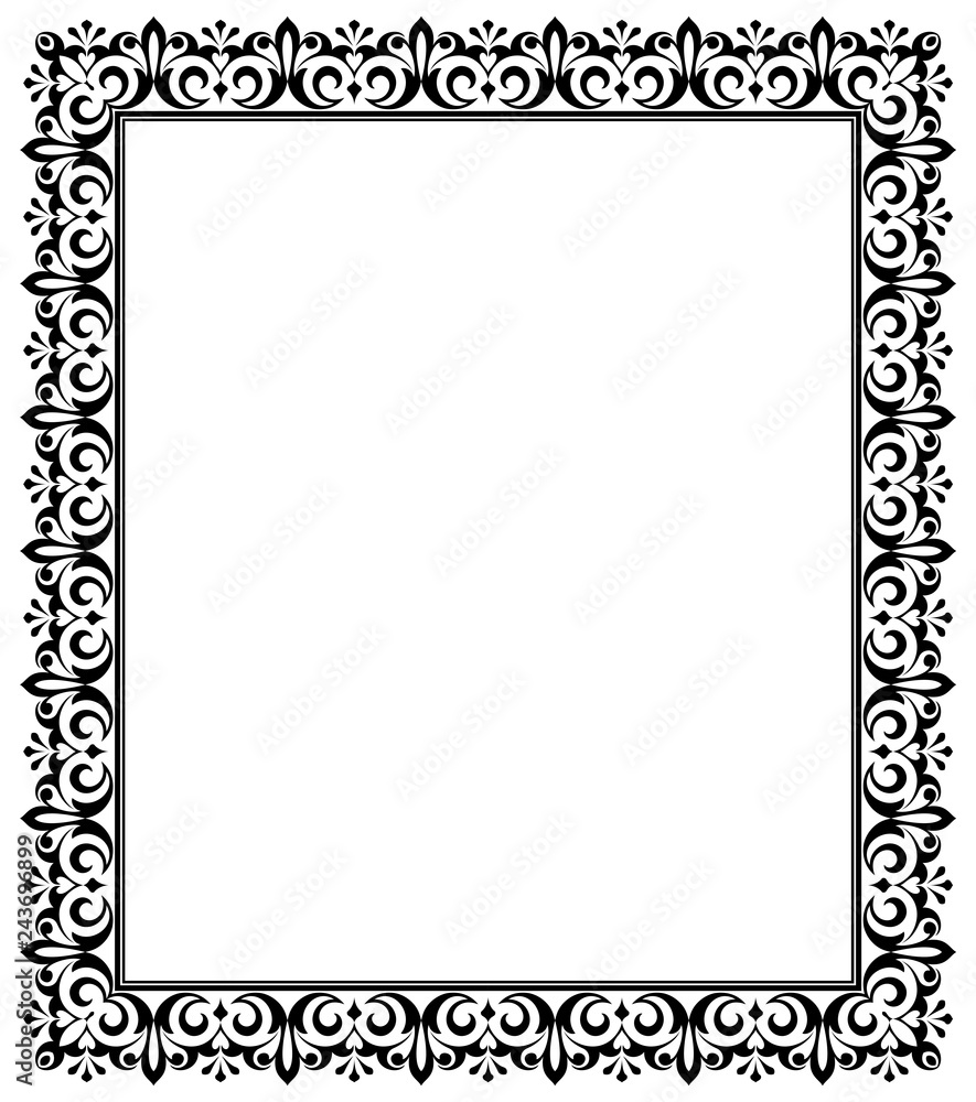Decorative frame Elegant vector element for design in Eastern style, place for text. Floral black border. Lace illustration for invitations and greeting cards Decorative frame Elegant vector element for design in Eastern style, place for text. Floral black border. Lace illustration for invitations and greeting cards