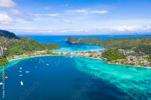 landscape aerial top view phi phi island kra bi Thailand hi season © SHUTTER DIN