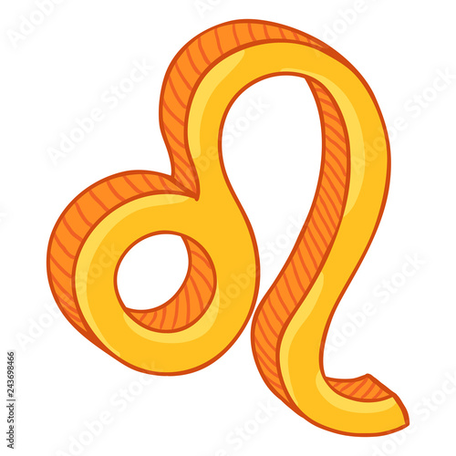 Vector Single Golden Cartoon Zodiac Sign - Leo