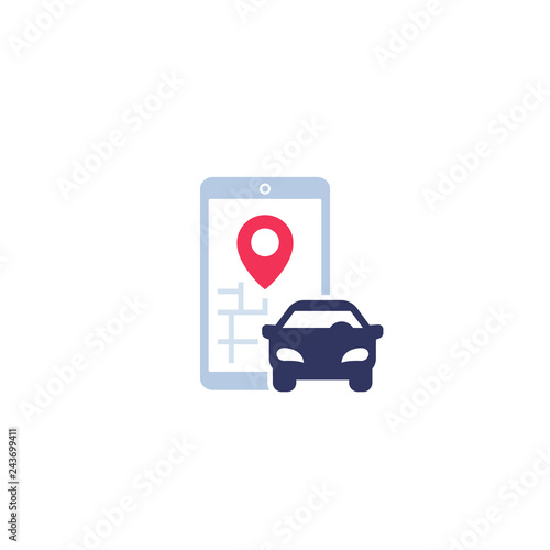 carsharing vector icon with phone and car