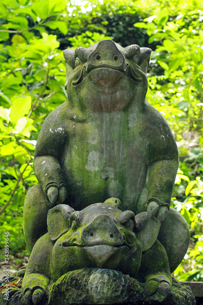 Old sculptures in Ubud Monkey Forest, Mandala Suci Wenara Wana, Ubud, Bali, Indonesia 