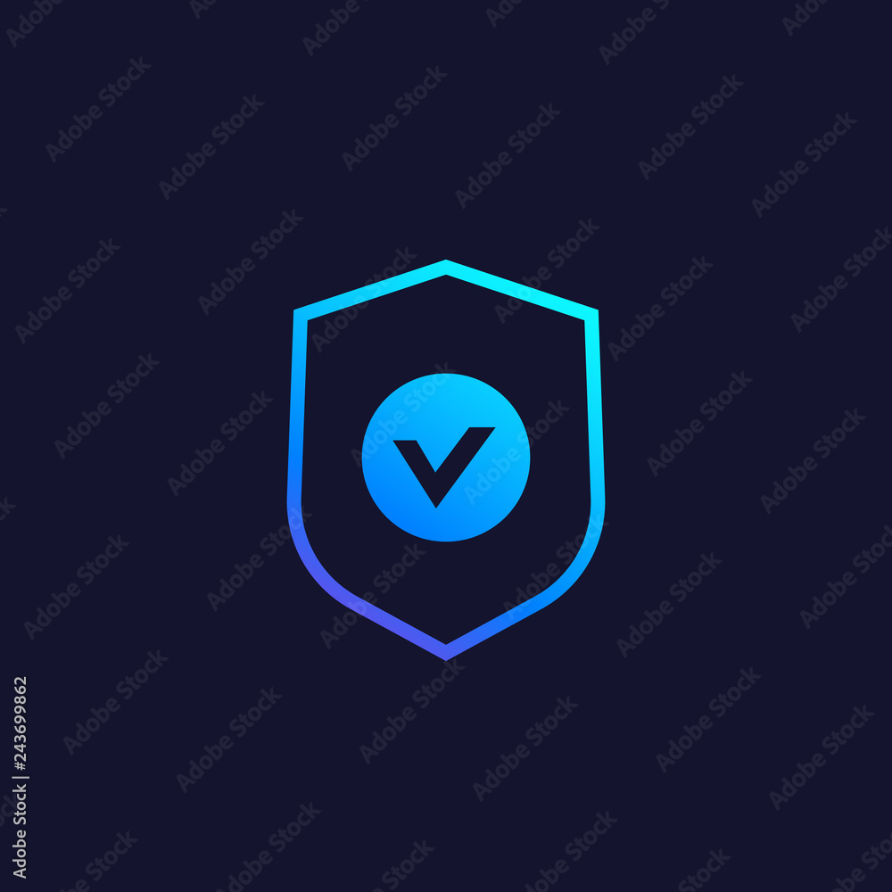 Shield with check mark, security concept, vector Shield with check mark, security concept, vector