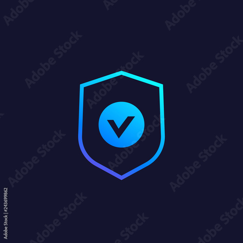 Shield with check mark, security concept, vector