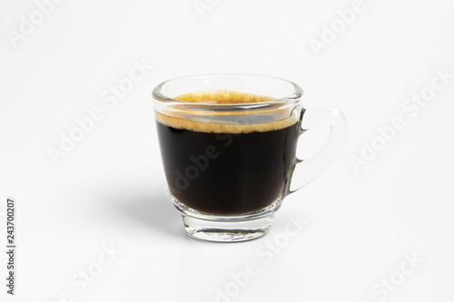 fresh black coffee shot cup mug isolate on white background