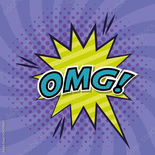 explosive with omg word comic pop art style