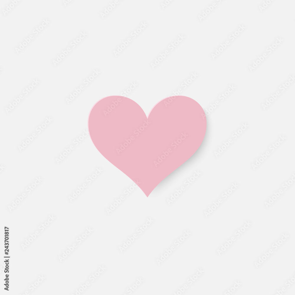 Paper cut pink heart on white background