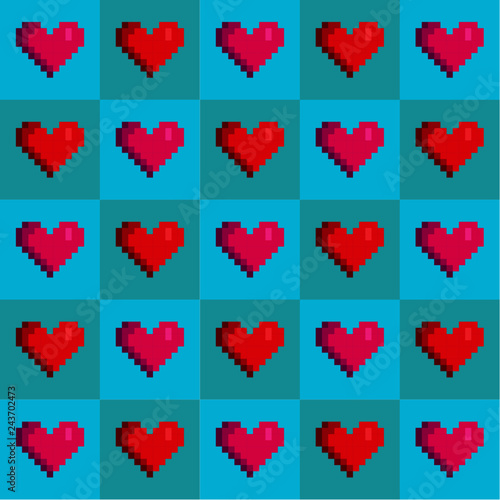 Cute geometric Valentine's pixel pattern