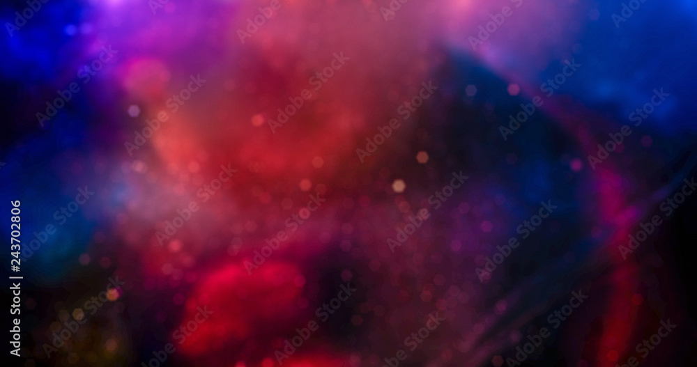 View of universe with stars and amazing colorful brokeh and deep rainbown light