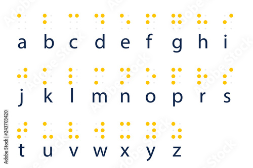 Braille alphabet letters colored. Clipart image isolated on white background
