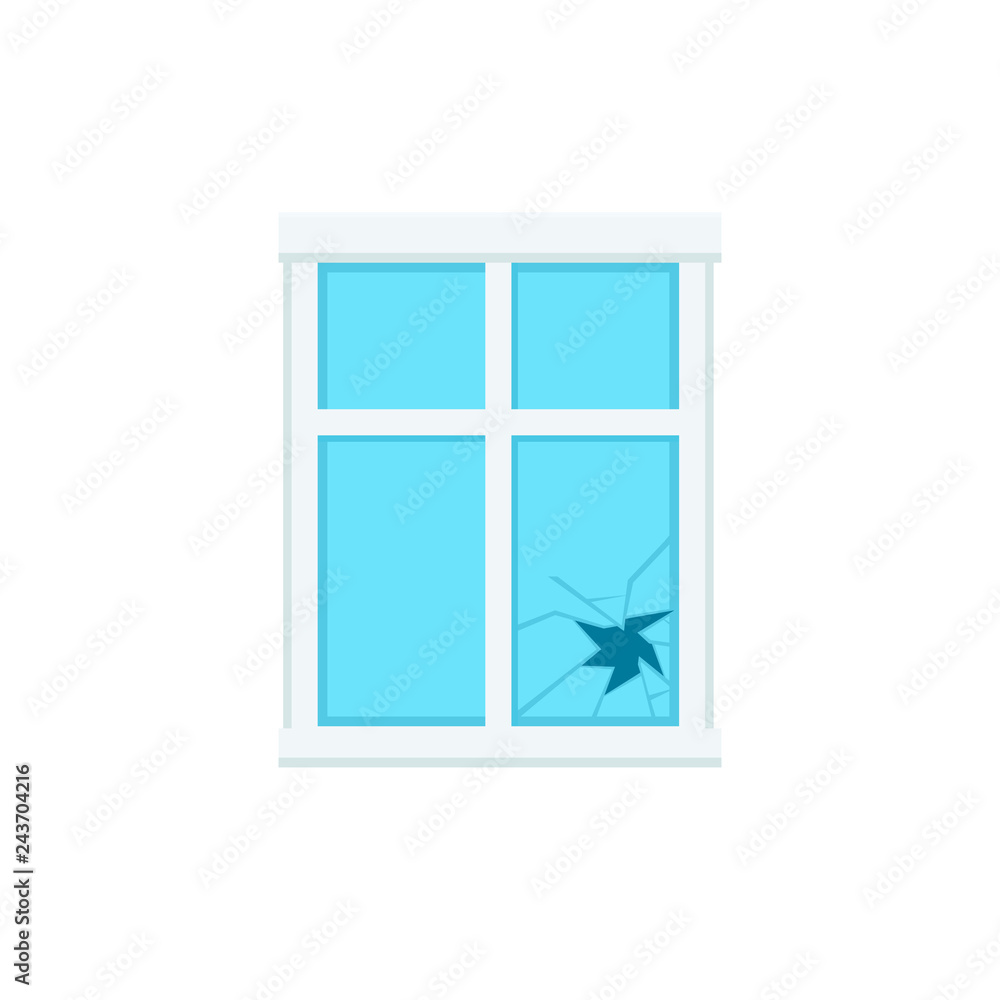 Broken window icon. Clipart image isolated on white background Stock
