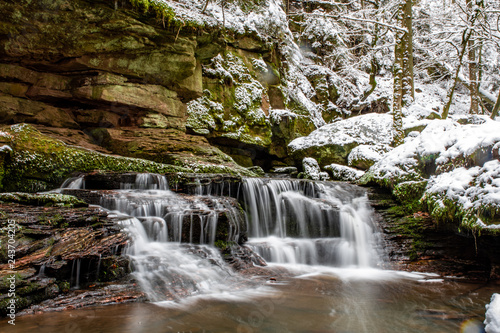 cascade in winter forest