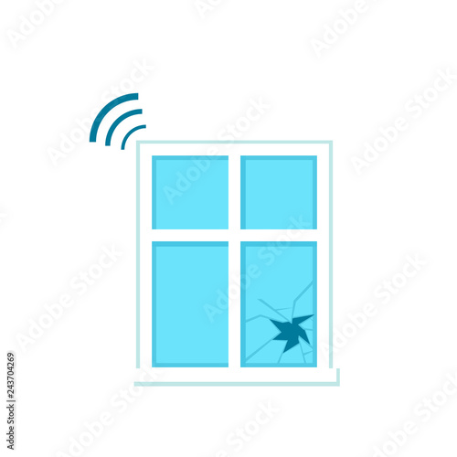Glass break sensor icon. Clipart image isolated on white background