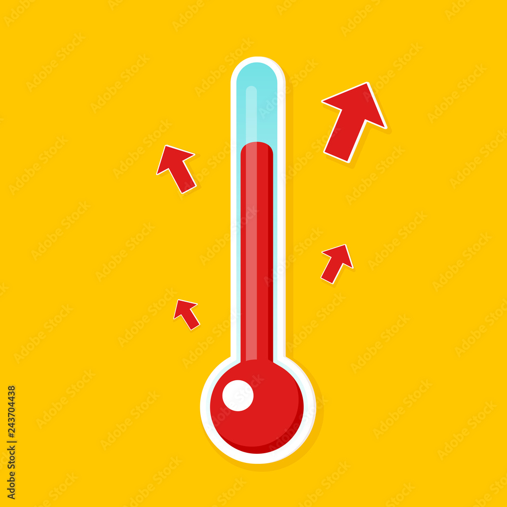 Temperature rising icon. Clipart image isolated on background - obrazy, fototapety, plakaty 