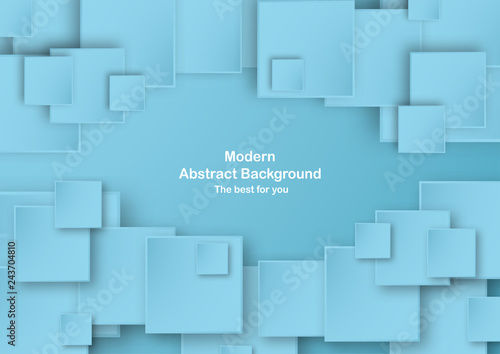 Abstract blue background in square shape with pastel color. Template for business presentation  cover. New trend of vector illustration with 3D style.