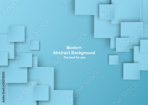 Abstract blue background in square shape with pastel color. Template for business presentation, cover. New trend of vector illustration with 3D style.