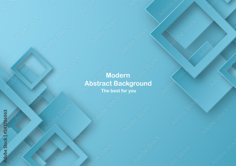 Fototapeta premium Abstract blue background with pastel color. Template for business presentation, cover, invitation, poster, advertisement, banner. New trend of vector illustration design in 3D paper cut.