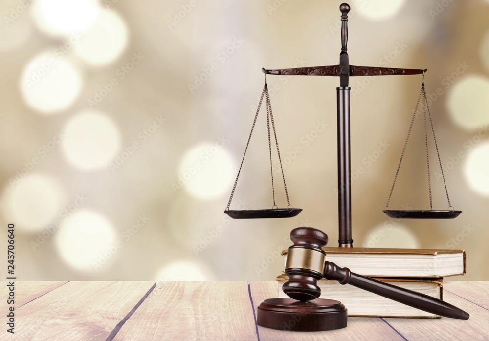 Justice Scales and books and wooden gavel on table. Justice Justice Scales and books and wooden gavel on table. Justice
