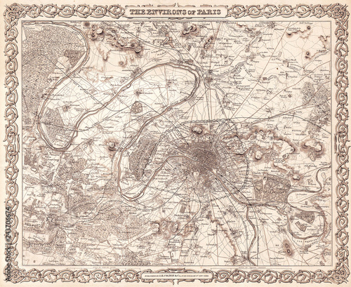 1855  Colton Map or City Plan of Paris  France
