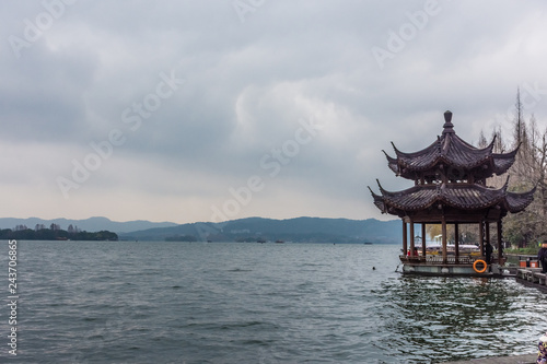 Beautiful chinese traditional pavilion in the West Lake, Hangzhou, China © Stefano Zaccaria