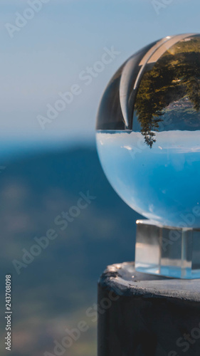 Smartphone HD wallpaper of crystal ball alpine landscape shot at Brauneck summit - Lenggries - Bavaria - Germany