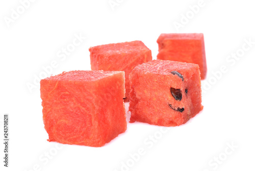 Watermelon dice on white background