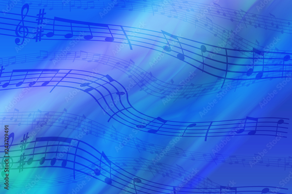 Abstract colored background on the theme of music. Background of wavy and colored stripes. Background of stylized musical notes Abstract colored background on the theme of music. Background of wavy and colored stripes. Background of stylized musical notes