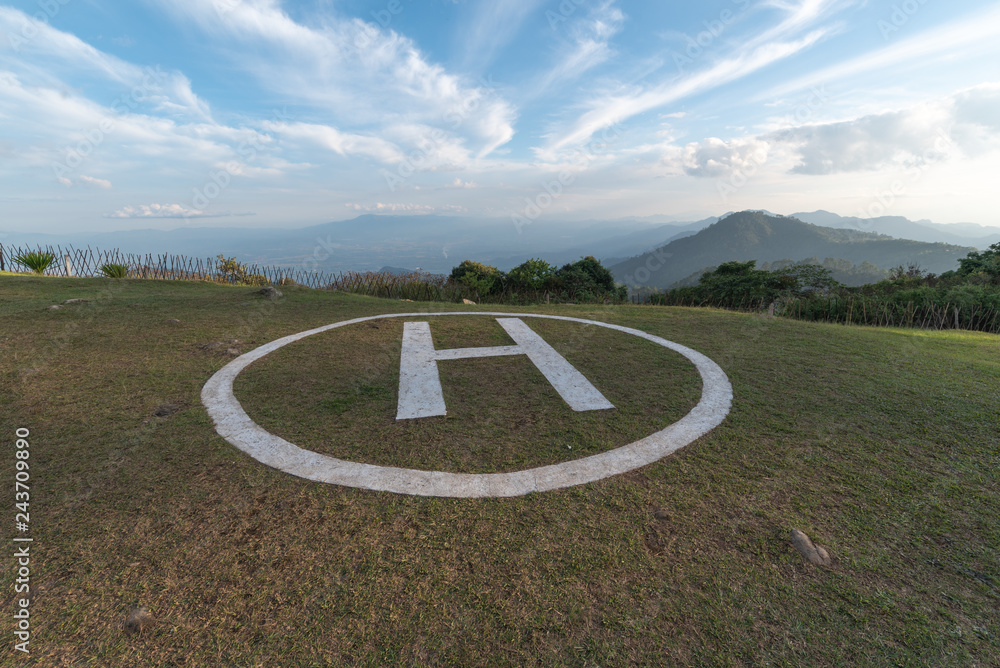 Empty helipad on Doi Ang Khang ,Chiang Mai Thailand