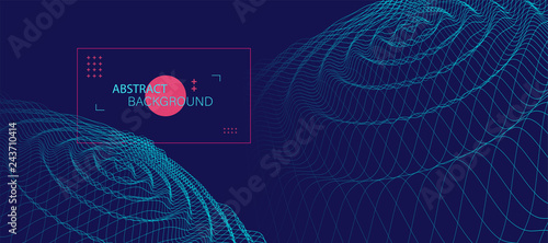 Abstract background with waves. 3D surface.