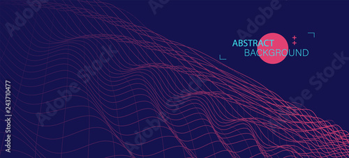 Abstract background with waves. 3D surface.