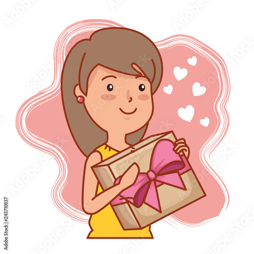 woman with present gift to valentines day