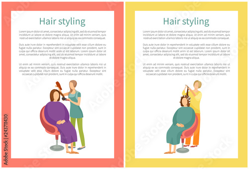 Hair Styling Procedure in Salon. Woman Hairdresser