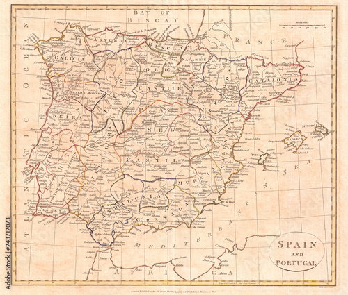 1799  Clement Cruttwell Map of Spain and Portugal