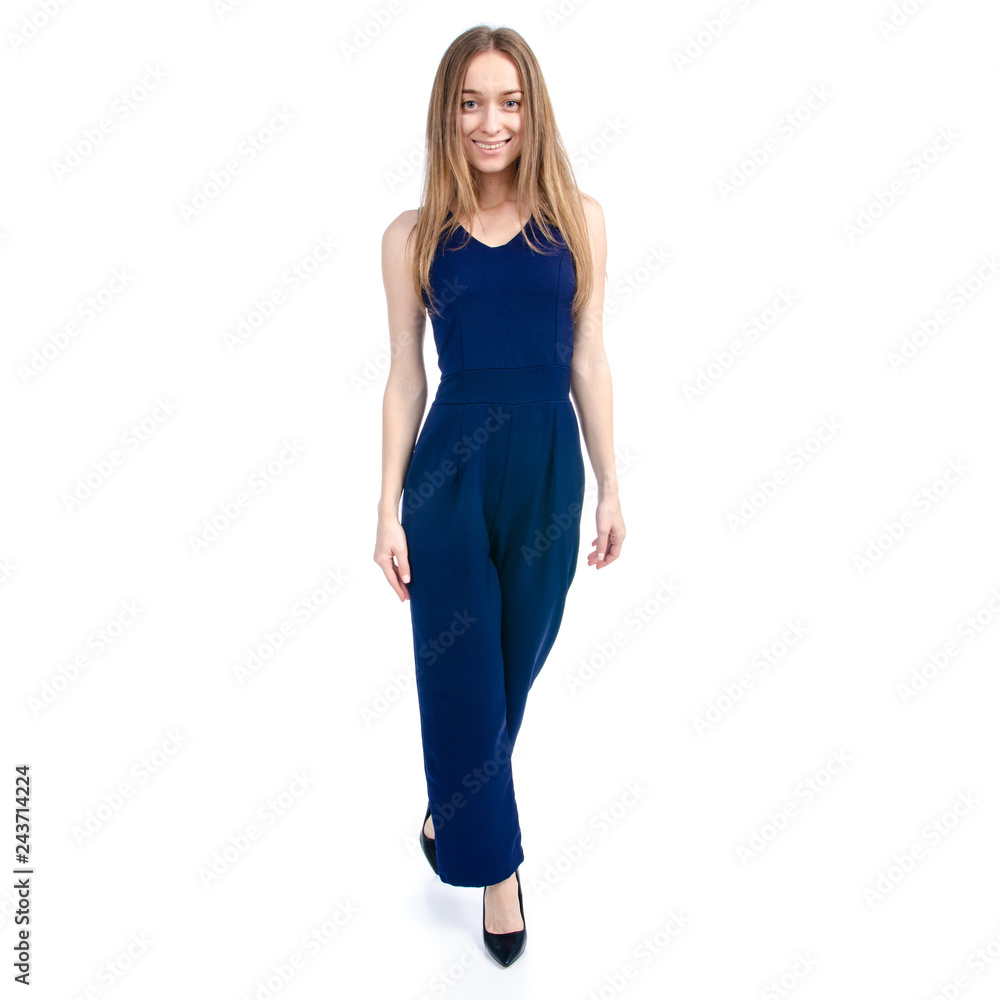 Woman black in high heels shoes smile fashion beauty goes on white background isolation Woman black in high heels shoes smile fashion beauty goes on white background isolation