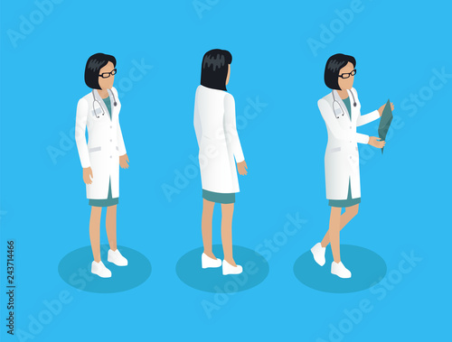 Woman Physician Worker Different Angles Model