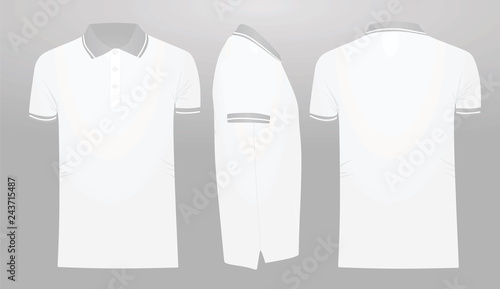 White  polo t shirt, grey collar. vector illustration
